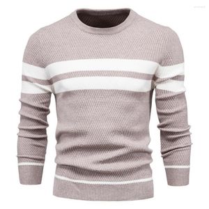 Bureau des chandails pour hommes Sweater élégant Patchwork à imprimé rayé Pattuant en tricot chaud pour les hommes de la mode automne / hivernal