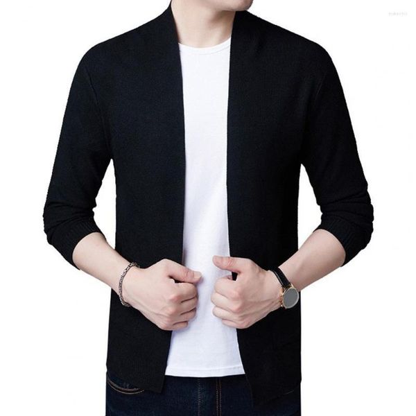 Chandails masculins Open Fodigan Femmes Veste de pull coloride solide Cardigans en tricot élégant avec poches pour le printemps