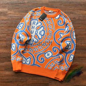 Herentruien Oranje Gebreide Jacquard Trui Heren Dames 11 Topkwaliteit 2023fw Casual One Sweatshirts J230901