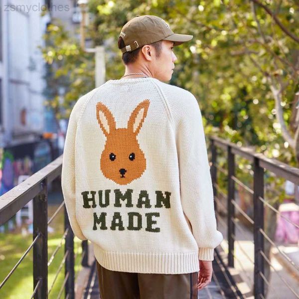 Suéteres de hombre Suéteres de gran tamaño hechos por humanos Suéteres de punto de lana jacquard de conejo para mujer 1 1