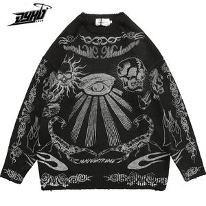 Pulls pour hommes Pull surdimensionné Hommes Femmes Harajuku Skull Graffiti Rétro Vintage Pull tricoté Unisexe Coton Pull Automne et hiver 230824