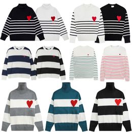 Pulls pour hommes Paris Sweater Y2K Sweat à capuche Designer Heart Classic Knitwear Femmes Pull rayé Cardigan Cardigan Sailor Collar Street Wear