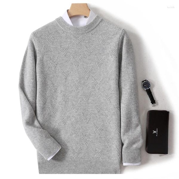 Sweaters para hombres Sweater de cachemira de talla grande O-Conta de Otoño relajado Relajado e Invierno Pura de tejido coreano de lana coreana