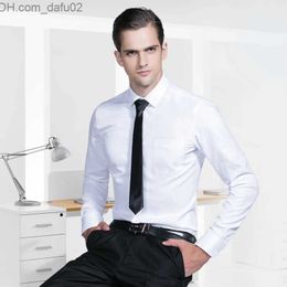 Pulls pour hommes, plus la taille S à 8XL Blanc Robe formelle pour hommes à manches longues en coton Ultra Thin Fit Designer Business Stripe Chemise sociale pour hommes Z230721