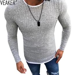 Herensweaters Pull slim sexy pour hommes pulls minces pulls monochromes col rond coupe couvertes grande taille S-5XL automne 231205