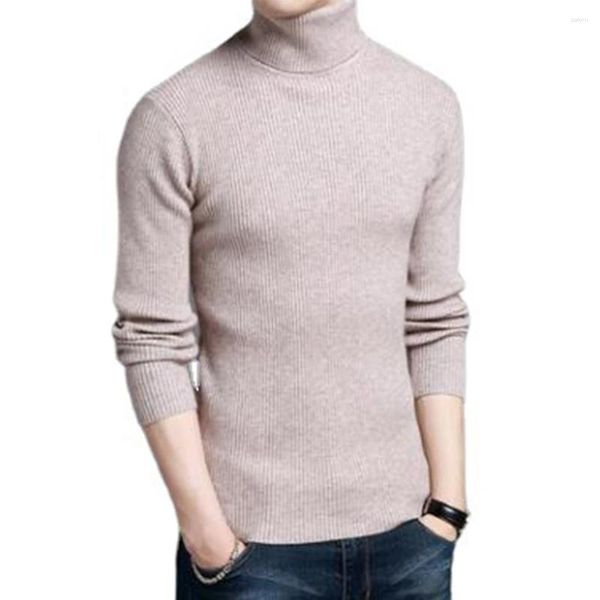 Pulls pour hommes Pull Pull pour hommes Pull de couleur unie Beige / Blanc / Bleu foncé Casual Classique à manches longues Tricots Long Slim