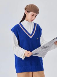 Herensweaters Pullover Vest Contrasterende kleur V-hals Trui Los Casual LenteHerfst Dieptepunt Gebreid Mouwloos Paarmode All-Match