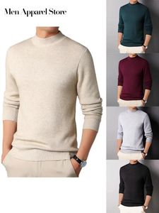 Suéteres para hombres Jerseys Cuello simulado Suéter de cachemira Ropa de invierno Ropa interior delgada Ropa Sólida Manga larga tejida para hombres 231016