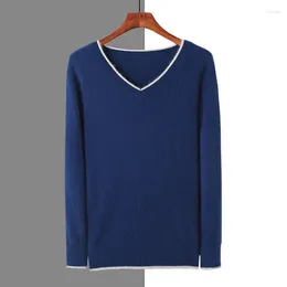 Herentruien Pure Mink Cashmere Sweater V-Neck pullover gebreide plus size winter met lange mouwen high-end t