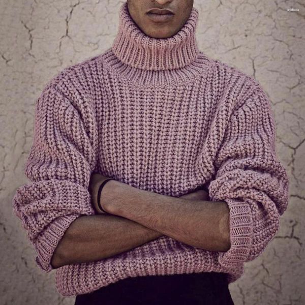 Pulls pour hommes Purple Turtleneck Hommes Mode 2023 Streetwear Manches longues Automne Hiver Top Homme Tricoté Pull Col Haut Jumper Mâle