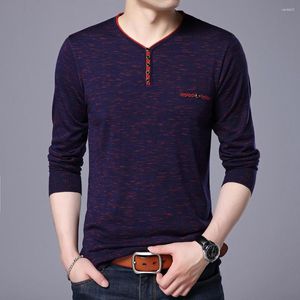 Suéteres de los hombres Marca de calidad Top Knitted Fashion Pullover Mens V Neck Sweater Preppy Slim Fit Thin Autum Casual Jumper Ropa Hombres Hombre