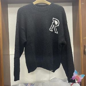 Herentruien Real Pos Stock REP Trui High Street Big R Jacquard Letter Ronde hals Pullover Casual Oversized Heren Dames Gebreide sweatshirts