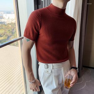 Pulls pour hommes pull rouge Pull ￠ manches courtes ￠ manches courtes ￠ manches courtes ￠ manches courtes Slim Fit Strethed Turtleneck Casual Pull Homme Pullovers 2022