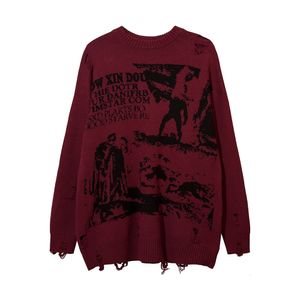 Herentruien Goth Women Y2K Men Sweaters Vintage Black Oversize gebreide trui Harajuku Anime Streetwear Fashion Winter Tops Pullover 230821