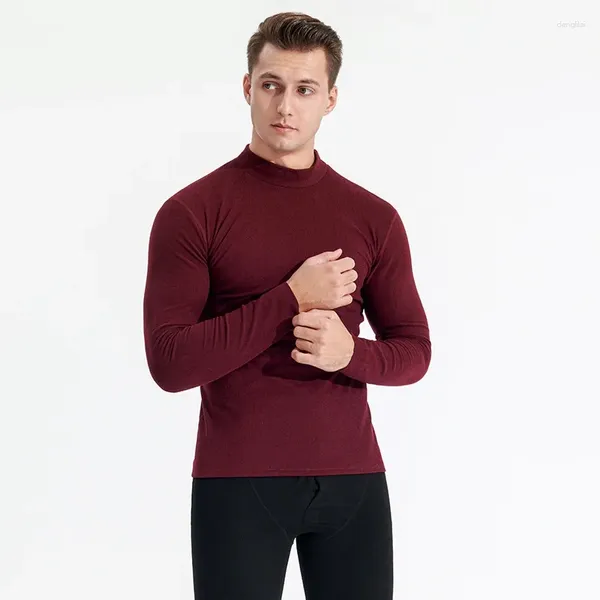 Pulls pour hommes col roulé haut double polaire chemise à manches longues automne hiver chaud pull en velours mince