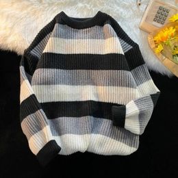 Herensweaters Trui met ronde hals Gestreept Colorblock Gebreid Dik Warm O Voor Herfst Winter Zacht Lange mouw