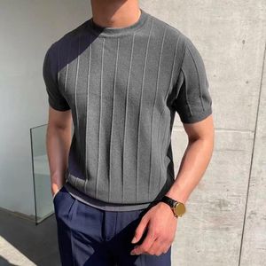 Herentruien Ronde nek Korte mouw T-shirt Slim Fit Solid Color Summer for Gym Sports Mouwen Casual Top