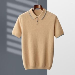 Suéteres de hombre S-XXL Pullover Polo de hombre Cachemira pura Suéter de manga corta Casual Premium Knitted Thin T-shirt Summe