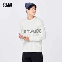 Herentruien Semir Sweater Men Crew Neck Herfstwinter 2022 Warm houden Simple Basic Solid Sweater Commuter Gebreide Top Men J230806