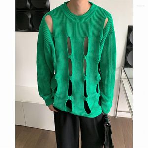 Herentruien Sexy Hollow Out Design Sweater voor mannen en vrouwen unisex Koreaans gebreide mesh Red Mody Catwalk Top Slouchy Mode