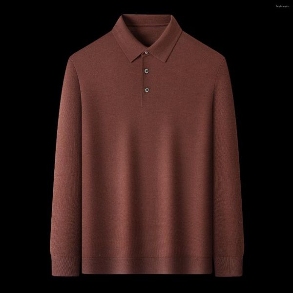 Suéteres para hombre Polos de lana de oveja Manga larga Cuello vuelto Prendas de punto Camisetas de merino puro Jerséis