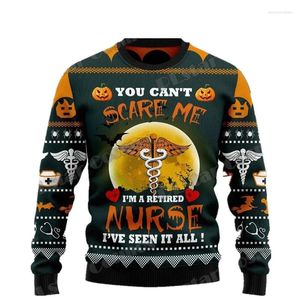 Herensweaters Schedel Pompoen Halloween 3D-printen Lelijke kersttrui Winterneutrale casual gebreide trui