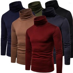 Suéteres de hombre Slim Fit manga larga simulado jersey de cuello alto camisa de fondo de Color sólido de punto camiseta de ropa interior térmica