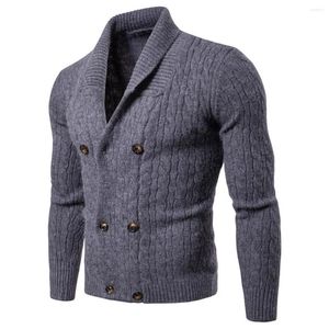 Swetry męskie Wąska dzianinowa klapa z długim rękawem Jednolity kolor Regularny sweter dla mężczyzn Zima z wysokim dekoltem