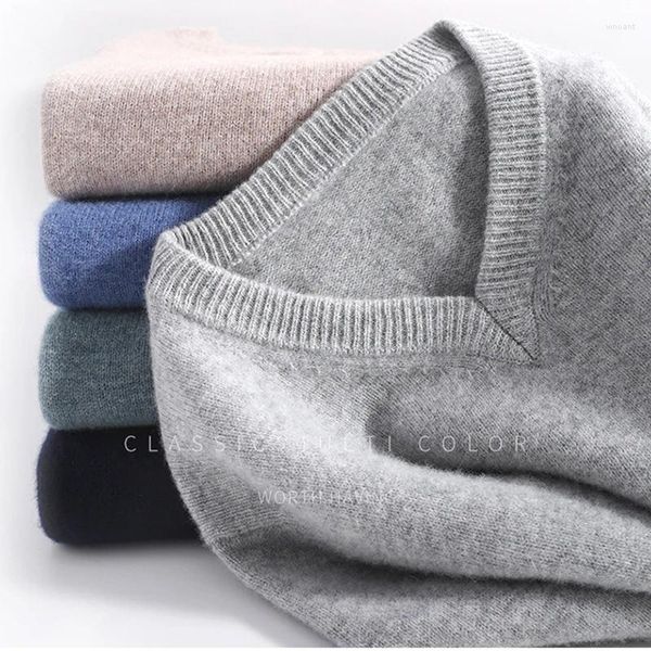 Pulls pour hommes mélange de cachemire doux vêtements résistants au froid pull à col en v pull en Jersey chaud automne/hiver laine grande taille 5XL