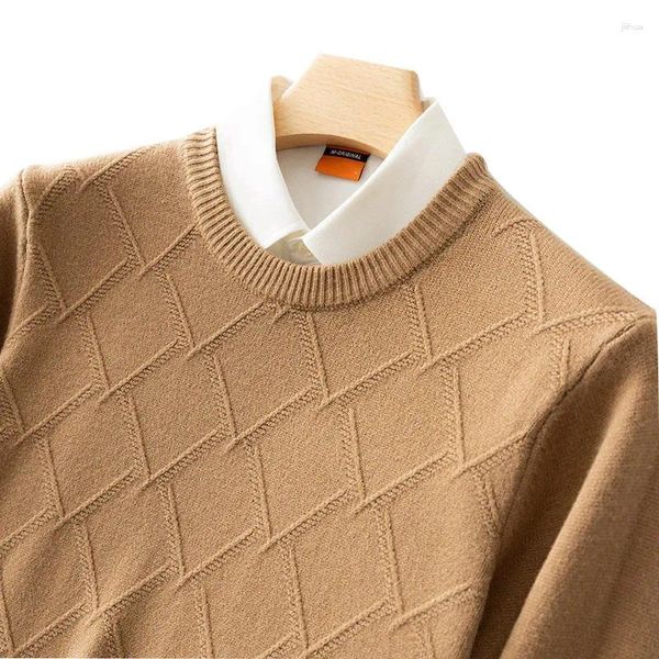 Suéteres para Hombre, suéter de Cachemira suave, ropa, Jersey cálido, bata para Hombre, Jersey Hiver de punto con cuello redondo