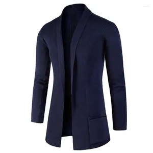 Pulls pour hommes Pull de couleur unie Cardigan d'affaires britannique Casual Veste polyvalente en tricot Slim Fit