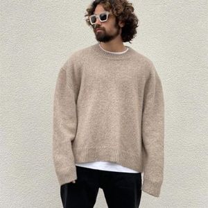 Pulls pour hommes Solid Loose High Street et Pull à col rond pour femmes Casual Fit Knit