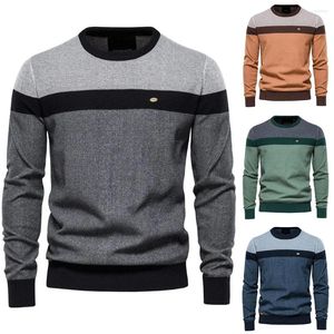 Herensweaters gesplitst losse Y2K-sweater Winter Heren Casual contrastkleur Ronde hals Hoge kwaliteit trui gebreid