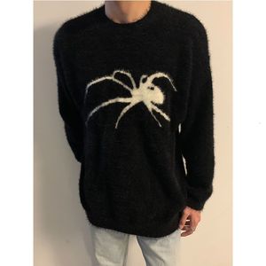 Suéteres para hombres Primavera y otoño imitación visón terciopelo araña jacquard suéter hombres sueltos pareja suéter hombres ropa suéter 230824