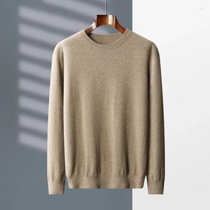 Sweaters voor heren lente en herfst ronde nek lange mouw kasjmier trui gebreide pullover solide kleur top casual kantoor