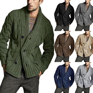 Sweaters voor heren Spring herfst 2023 Casual losse mannen breien Cardigan vaste kleur lange mouw mannelijke trui jas