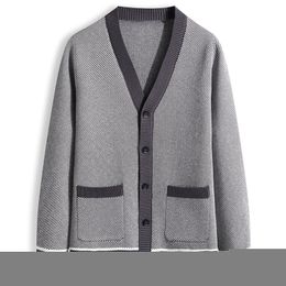 Sweaters voor heren Spring herfst Cardigan Sweater mode slank patchwork gebreide truijas s v nek single breasted 220927