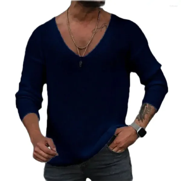 Sweaters masculinos Fashion Spring/Autumn Fashion Euroamerican Knitwear Awear Men/Youth V-Chozo en V Jacquard Manga larga Vintage Tipo recto