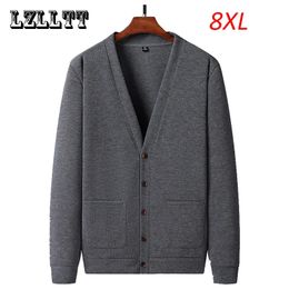 Suéteres para hombres Primavera Otoño Hombres Casual Punto Cardigans Chaquetas Abrigos Botón para hombre V Cuello Formal Moda Tops Tallas grandes 8XL 230927