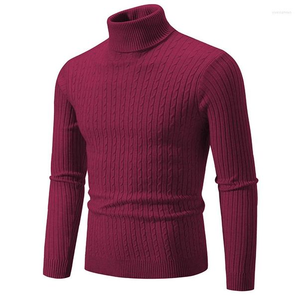 Pulls pour hommes Spring Casual Solid Pull Turtleneck Twists Slim Fit Jumpers Tricotés Hommes Pulls confortables Femmes Pull Homme