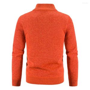 Pulls pour hommes col montant hommes veste élégante fermeture éclair complète cardigan tricoté avec poches couleur unie à manches longues pour décontracté