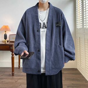Herentruien Streetwear Mens Sweater Japan Stijl plus maat 7xl man truijas mode losse tops casual single breasted kleren Q240527