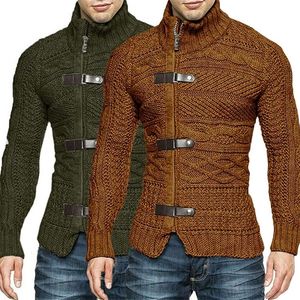 Sweaters voor heren Rekbare stijlvolle acryl vezel losse trui jas causalsolid kleur slanke fit coltleneck pullovers trui 220811