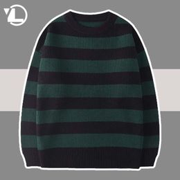 Herentruien gestreepte gebreide trui mannen vrouwen vintage tate langdon losse truien harajuku groen warme herfst jumper pullover unisex casual 220928