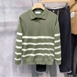 Herensweaters Gestreepte reverstrui Kleur Botsende gebreide kleding Casual tops