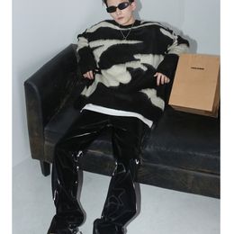 Pulls pour hommes Pulls rayés Harajuku Vêtements Design Pull Personnalité Tricoté Imprimer Mode coréenne Oversize Hip Hop 220927