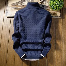 Heren truien stijl mode mannen winter gebreide trui roll turtle nek pullover jumper warme sweatshirt tops
