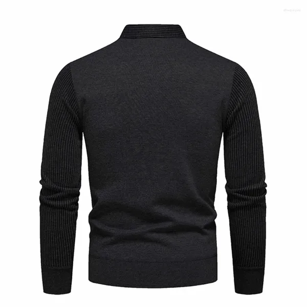 Chandails pour hommes élégants hommes coupe ajustée chemise décontractée manches longues pull respirant col supérieur en noir confort et style combinés