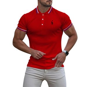 Pulls pour hommes été décontracté à manches courtes polo revers coupe ajustée mode haute qualité t-shirt haut 230726