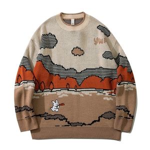 Pulls pour hommes Super Harajuku laid Vintage lapin Streetwear pull hommes mignon Anime tricots transpiration Hip Hop grand-père Hombre 220927